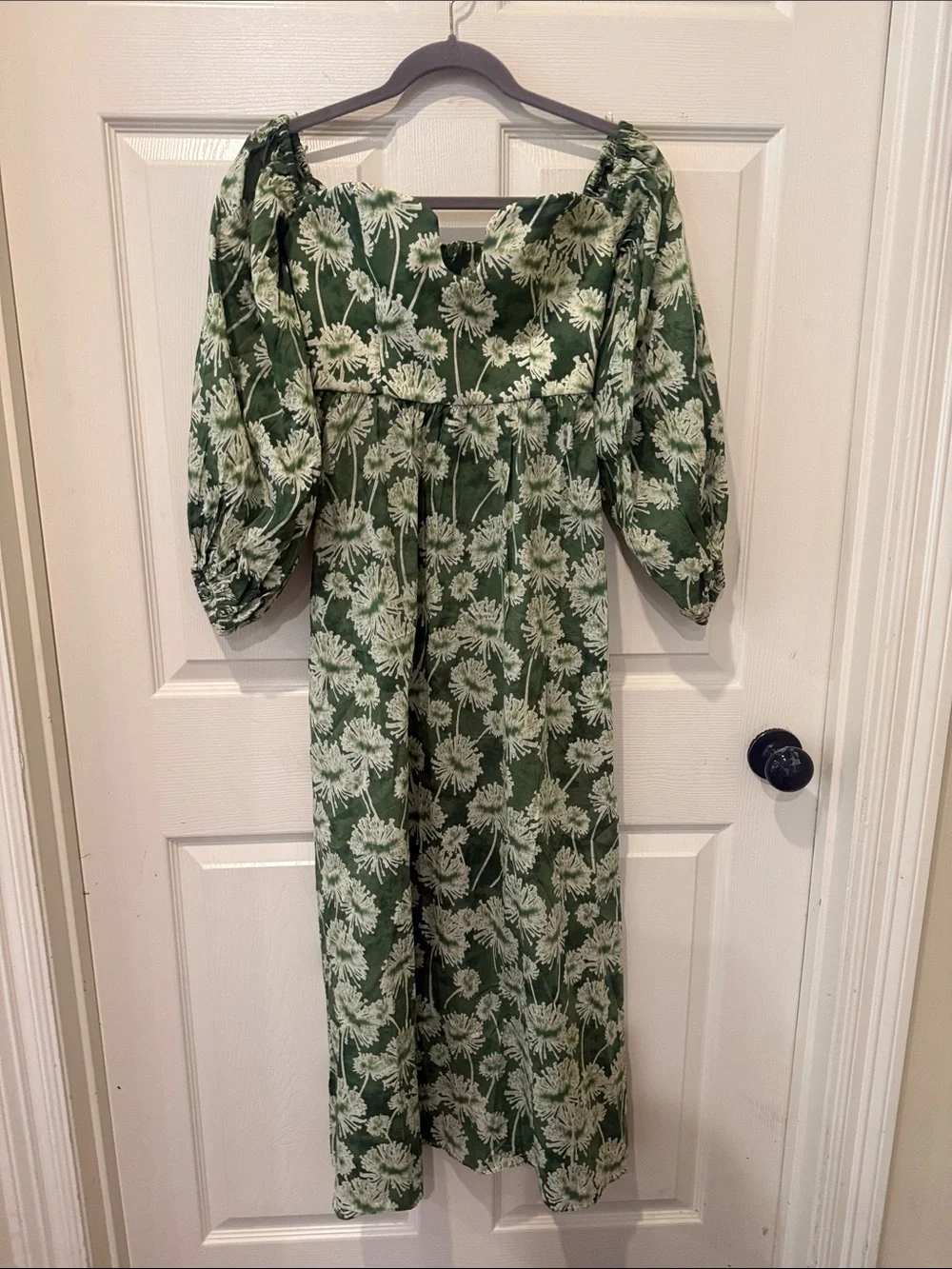 Zara NWT green floral off the shoulder plunge maxi dress, medium - Picture 2 of 6
